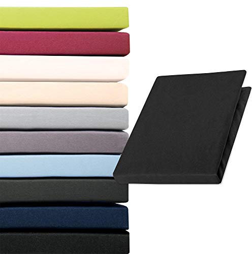 aqua-textil Pur 2er Set Topper Spannbettlaken 90x200-100x200 cm schwarz Topperlaken Boxspringbett 160g/qm Mako Baumwolle