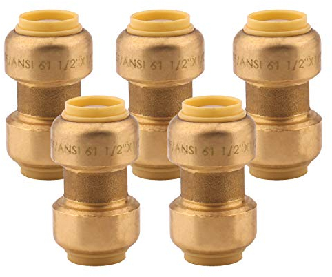 Gerade Kupplung Fitting – PEX Beschläge 1/5,1 cm push-to-connect Armatur Kupplung Kupfer Pack of 5 messing