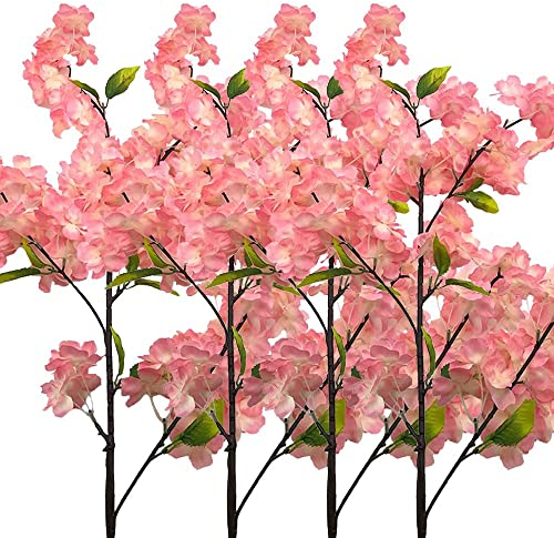 Aisamco 4 Stück Künstliche Kirschblüten Blume Sakura Blumen Dekorative Kunst Blume Plastikblumen Home Garten Hochzeit Party Hochzeit Dekor