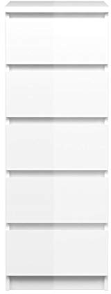 PKline Nada Kommode 5 Schubladen Weiss Hochglanz Sideboard Highboard Schrank Flur Diele