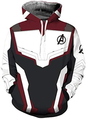 OLIPHEE Herren Kapuzenpullover Cosplay Kostüme Hoodie Herren Sweatshirt mit Kapuze Quantum Realm Superhero Fans Zip Jacke Hoodie Weinrot