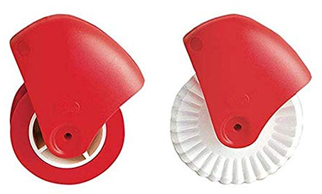 2Pcs Manual Plastic and Silicone Pizza Wheel Cutter, Pastry Wheel Decorator, Beautiful Pie Crust, Easy to Use, Easy to Clean (Includes AROYEL Gift) (A)