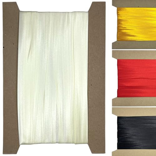 Roban Fashion 10m Satin Schrägband zum Nähen gefalzt 50mm breit Naturfarben