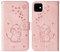 Tiyoo Phone case for iphone 11 Embossed Love Heart Elephant Butterfly Pattern Folding Stand PU Leather Wallet Flip Cover Protective Case with Card Slots, Magnetic Closure (Pink)