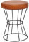 FineBuy Sitzhocker Echtleder/Metall 35 x 48 x 35 cm Design Hocker Rund, Dekohocker mit Leder-Bezug, Moderner Lederhocker Braun Gepolstert