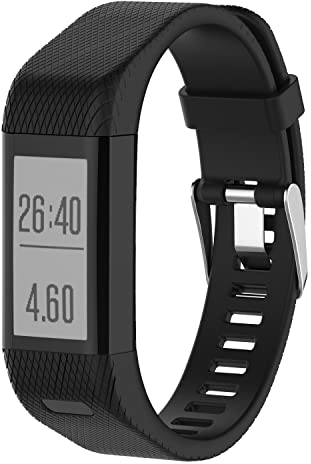 KOMI Armband kompatibel mit Garmin Vivosmart HR+/Approach X10/X40, Silikon Fitness Sport Uhrenarmband Ersatz für Approach X10/X40 (Black)