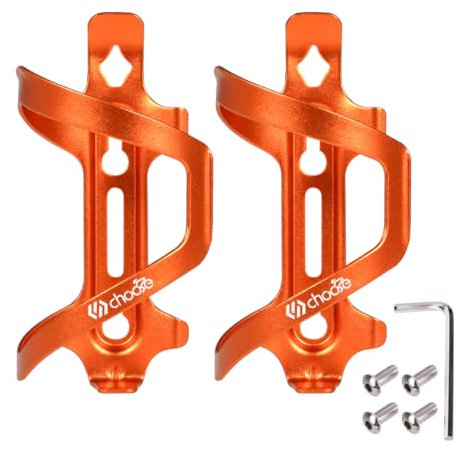 Chooee Bike Water Bottle Holder Aluminium, Bicycle Water Bottle Cage for Road Bikes Mountain Bikes Orange Pack of 2