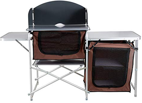 MNSSRN Aluminium Doppelschicht Lagerregner Klapptisch, Mobile Küchentisch, Camping Picknicktisch, Outdoor Camping Küchentisch, Klappkabinett