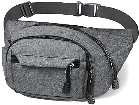 Gürteltasche Bauchtasche für Damen und Herren Outdoor Handytasche Sport Wasserdicht Hüfttasche mit 4 Fächer Bauchtasche für Sport Laufen Joggen Wandern(Grau)