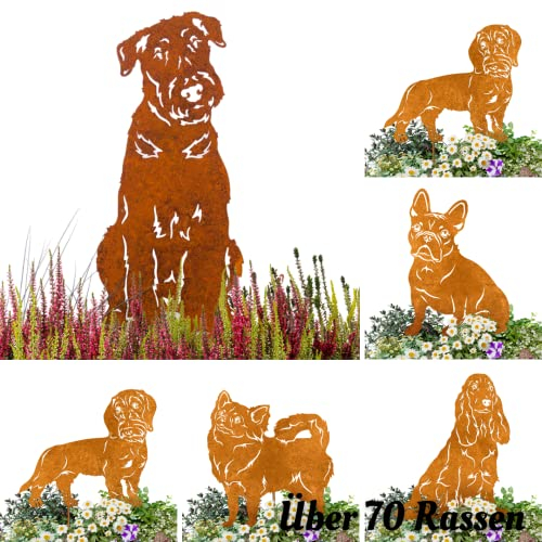 Terma Stahldesign Edelrost Hund Verschiedene Rassen, Handmade Germany, tolle gartendeko aus Rost-Metall, deko rostoptik, Rostfiguren Tiere, rostfiguren Garten, Rostdeko (Airedale Terrier)