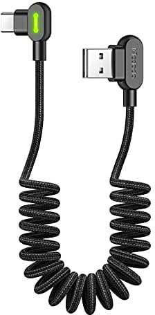 mcdodo - cavo di ricarica USB C piegato a 90 gradi, cavo a spirale USB C angolato, tipo C QC 4.0 a spirale, compatibile con Galaxy S21 S20/Huawei/Xiaomi, può essere esteso da 0,3 m a 1,8 m
