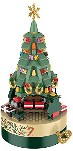 BEIAOSU Weihnachtsbaum DIY Bausteine Spieluhr Uhrwerk für Kinder, Spieluhr Spieldose Bausatz Baukasten Bausteine Modellbausatz Bauspielzeug Geschenke Dekoration für Erwachsene Jungen Kinder 8+