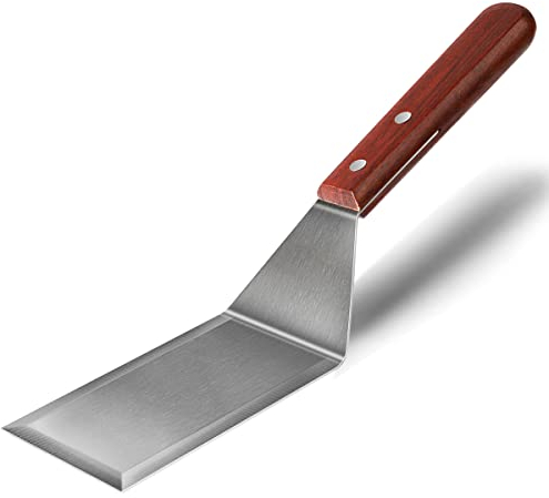 Spatule en métal pour poêle à frire en fonte, spatule de gril, spatule en acier inoxydable, spatule à hamburger, spatule à œuf spachulas, spatule en métal à dessus plat pour cuisson barbecue