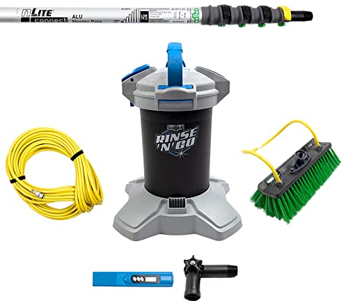 Unger AK159 Rinse & Go Pure Water Cleaning Kit - 4.5m Telescopic Pole, Water-Fed Brush & 20M Hose Pipe - Car Wash & Conservatory Cleaning Kit