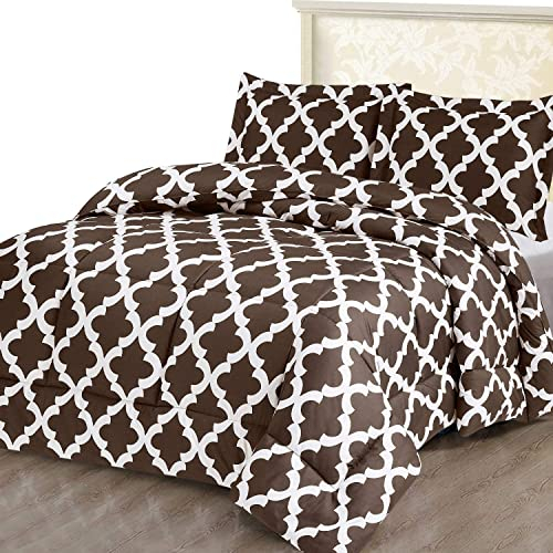 ComfyWell Bettdecke für Einzelbett, bedruckt, Tagesdecken, Decken und Sets, 1 Kissenbezug, warm und antiallergisch, für alle Jahreszeiten, Decken, Überwürfe für Bett (Einzelbett (135 x 200 cm), braun)
