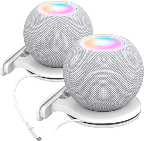 Aokicase Compatible with Apple HomePod Mini Holder Wall Mount Stand Accessories with Integrated Cable Management, Speaker Accessories Rack (Apple HomePod Mini, White) 2 Pieces