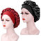 2 Pieces Bonnet Satin Cheveux Nuit, pour Femme, Bonnet en Satin à Bande Élastique Douce (Noir+Bordeaux)