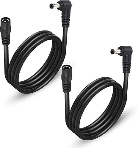 GINTOOYUN 2 Pack DC5525 Power Extension Cable, DC 5.5mm x 2.5mm Right Angle Male to Female Power Adapter Cable,3FT 18AWG Heavy Duty Cord for Strip Lihgt,CCTV,Car,Monitors,etc. 1M