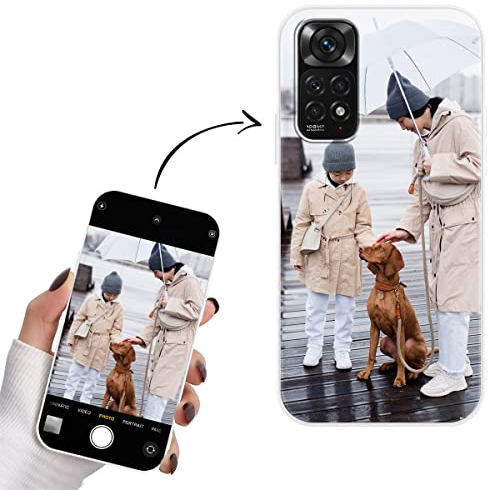Yoedge Personalisierte Handyhülle für Xiaomi Redmi Note 11S 4G / 11 4G Hülle Selbst Gestalten mit Eigenem Foto Bild Text Personalisiert Case Individuelle Geschenk Schutzhülle Weiß Cover 6,43