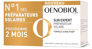 OENOBIOL SUN EXPERT Préparateur Solaire - Protection cellulaire renforcée* - Favorise un hâle intense et éclatant - Complément Alimentaire 2x30 capsules - Programme 2 mois