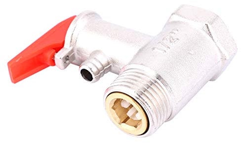 Valvola di Rilascio della Pressione per Scaldabagno 1Pc Valvola di Sicurezza Riscaldatore di Acqua Valvola di Sicurezza in Ottone Nichelato 0.9Mpa G1/2In