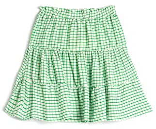 Koton Girls Midi Skirt Plaid Ruffle Tiered Elastic Waistband