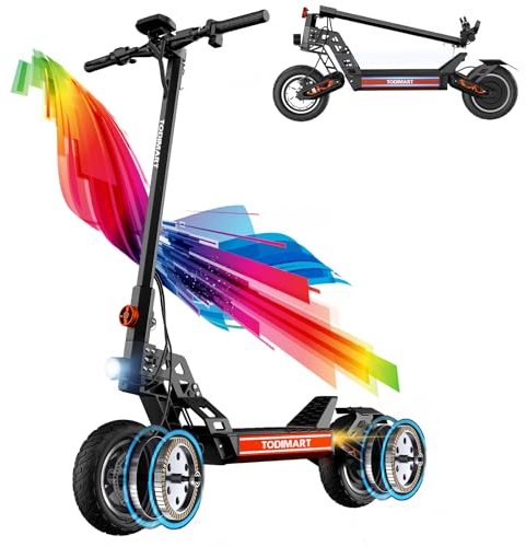 E Scooter, Fährt 65–90 km, 48 V 20.8 Ah,10 Zoll Elektroroller Tubeless Offroad, Elektro Scooter 150 kg Tragkraft, Doppelte Federung, Schlüssel Start - TODIMART S9/S13 Faltbarer Escooter