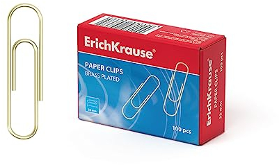 Büroklammern 33mm 100 Stück - rostfreie & kratzfreie vermessingte Metall Papierklammern - extra starke Metallklammern Briefklammern für Büro messing Gold