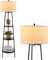 COSTWAY Floor Lamp with Shelves, 3 Layers Trapezoid Standing Light with Chain Switch, Wooden Corner Reading Lamp for Bedroom Living Room Office Decoration (Circular)