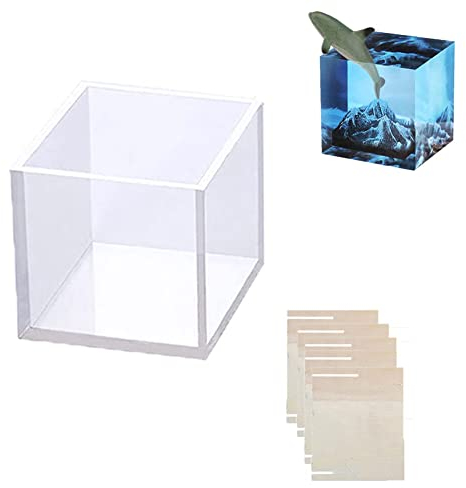 ihreesy Resin Gießharz Silikon Formen, Quadrat Blumen Resin Formen Silikon Gießform Würfelform Kristal Resin Silikonform Resin Form Quadratische Epoxidharz Form für DIY Handwerk Heimdekoration,6.5cm