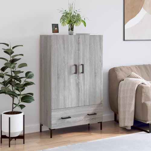 Higsose Highboard Grau Sonoma 69,5x31x115 cm Sideboard Moderne Kommode Mit Schublade für Schlafzimmer, Kinderzimmer, Wohnungseingang, Flur Komode