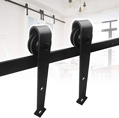 Jopassy Kit de ferrure de porte coulissante, 183 cm, système de porte coulissante, capacité de charge 150 kg, pour porte coulissante simple en bois, flèche
