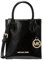 Michael Kors Mercer Umhängetasche aus genarbtem Leder, extraklein, Schwarz / Lackfarben, Schwarz