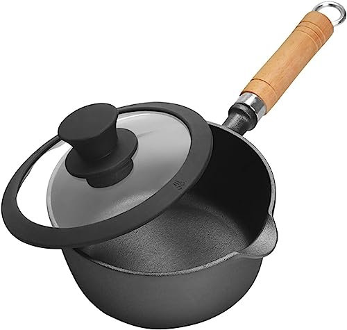 Cast Iron Sauce Pan Uncoated Milk Pan Food Supplement Iron Soup for Baby with Insulation Lid (Size : 16cm)