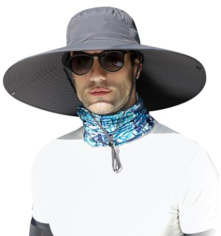 ALANGDUO XXL Big Head & Super Wide Brim Sun Hats for Men, XXL Large Fishing Sun Hat for Safari Gardening,Hiking