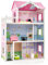 DREAMADE Puppenhaus Holz, 3-stöckiges & Großes Dollhouse mit 5 simulierten Räumen & anhebbarem Aufzug, multifunktionaler Kinderspielzeug mit komplettem Spielzubehör, für Kinder ab 3 Jahren