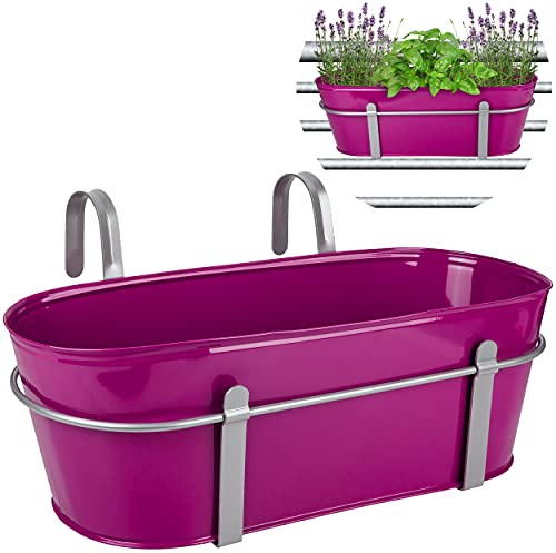 alles-meine.de GmbH 3 Stück Hänge - Töpfe/Blumentöpfe/Balkonkästen Farbwahl Ø 50 cm - mit Haken - Metall - pink/Purpur/violett/rosa - lila - oval - länglich - Hän..