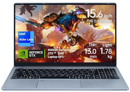UDKED 15.6 Laptop,PC，N95 16G GTX 1060 4GB NVIDIA GeForce GTX 1060 graphics，FHD IPS Display, Laptop PC, Windows 11 Backlit Keyboard Computer with Touch ID (Gray, 16+512G SSD)