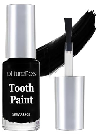 GL-Turelifes Maquillaje de color de dientes, crema de pintura de dientes negro, seguro, de secado rápido, realista, crea maquillaje de dientes negros para Halloween, cosplay, teatro, 5 ml (negro)