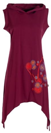 Vishes ärmelloses Damen-Kleid in Dunkelrot I Größe XL (42) I Handgefertigt aus 100% Baumwolle I Kleid mit Kapuze I Ideal für Frühjahr & Sommer I Nachhaltige Alternative Bekleidung