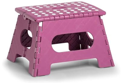 Wintem Sgabellino Basso Pieghevole in Plastica 1 Gradino 35x28x22cm Fucsia - Salvaspazio e Resistente Fino a 150kg - Ideale per Piccoli Lavori Domestici o Pulizie - Sicuro con Piedini Antiscivolo