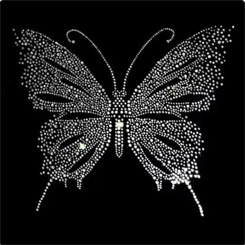 Schmetterling Strass Aufbügeln, Heat Transfer Decal Bling Strass Aufkleber Heat Transfer Patch Kleidung Reparatur Applique für T-Shirt Kleidung Hose Taschen (1)