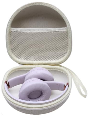Headphone Case Compatible with Beats, Skullcandy, JLab, JBL, BERIBES, TOZO, KVIDIO, Picun, Soundcore Q20i/Q20/Q30 Wireless Foldable Headphones, Cream Travel Storage Case