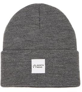NORTH BEND NBLou Unisex Beanie Mütze Strickmütze modisch Outdoor Patch Aufnäher atmungsaktiv wärmend Onesize, Größe:ONE, Farbe:Dark Grey Melange (1011)