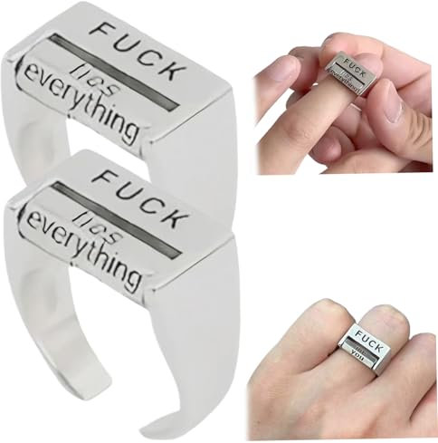 CNAFGBGG 2pcs fick Dich Ring 0.7 '' Rotierende Stimmungskontrolle legierter Fick -Off -Ring Verstellbarer Erleichterung Fick es Ring kreativ ausdrucksstarke Ring für Accessoire -Liebhaber.
