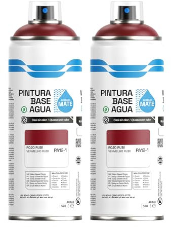 H HANSEL HOME Pintura Spray Base Agua 400ml - Para Muebles, Metal, Plástico y Madera - Ecológica y Sin Olor, Colores Duraderos - Rojo Rubí, 2 unidades