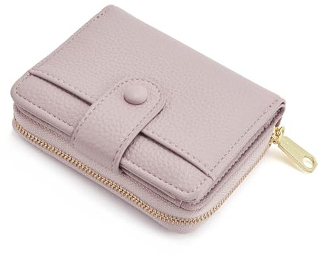 ANYWN Geldbörse Damen klein aus Weichem Leder, Kleines Portemonnaie Damen, Mini Geldbeutel mit Großes Zipper Münzfach Violett