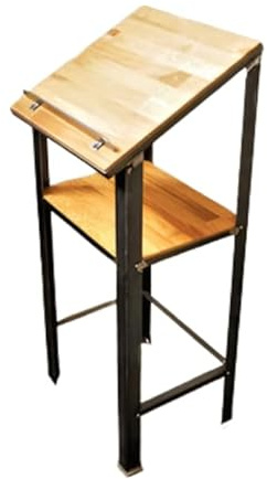 Generisch Industrial Stehpult Eiche & Stahl – Stehtisch Empfangstresen Bar Tresen Modernes Design Präsentationstisch