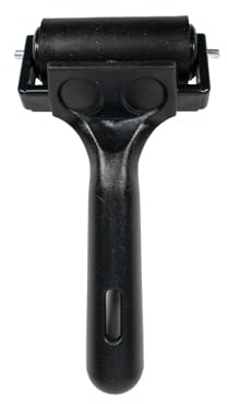 Linolwalze aus Hartgummi – für Linoldruck und Blockdruck, zum Glätten von Folien für Treppen oder Wände, Roller für Aufkleber – schwarzer Griff – 6 cm – 1 Stück, Schwarz