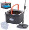CleanAid AquaSplit Wischmopp Set mit Eimer, trennt Schmutz- von Frischwasser, innovatives 2 Kammer Bodenwischer Set, Selbstauswringend, inkl. 2 Mikrofaser Wischbezüge
